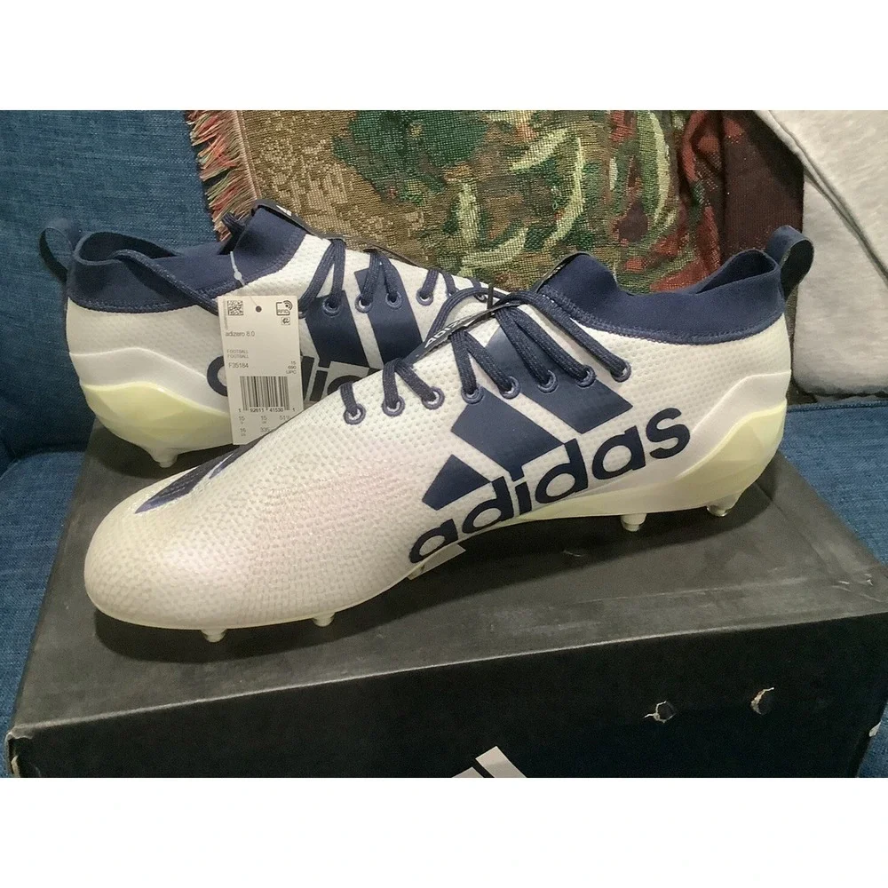Adidas Adizero 8.0 Football Cleats White Navy Blue F35184 Men's Size 16